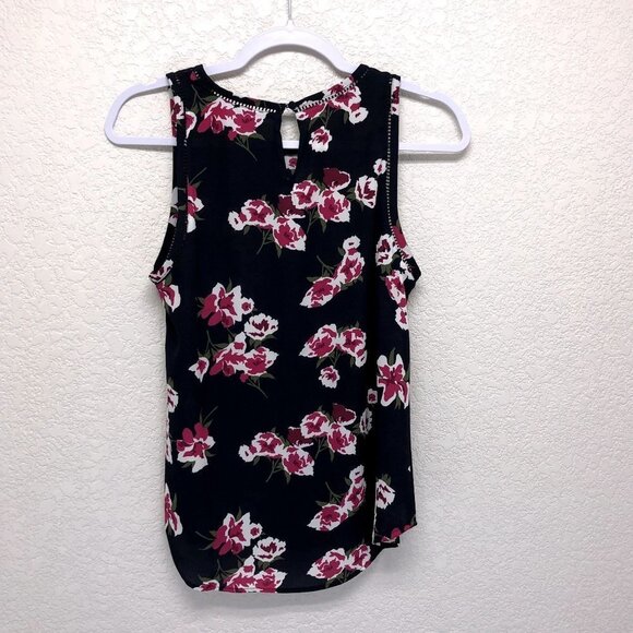 J Crew Women Navy Floral Cutout Tank Top Size 2 - Picture 6 of 8